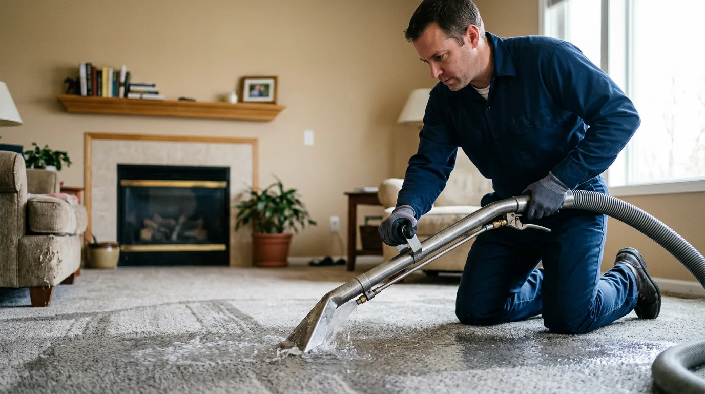 Water damage restoration technician working near Clallam Bay, WA